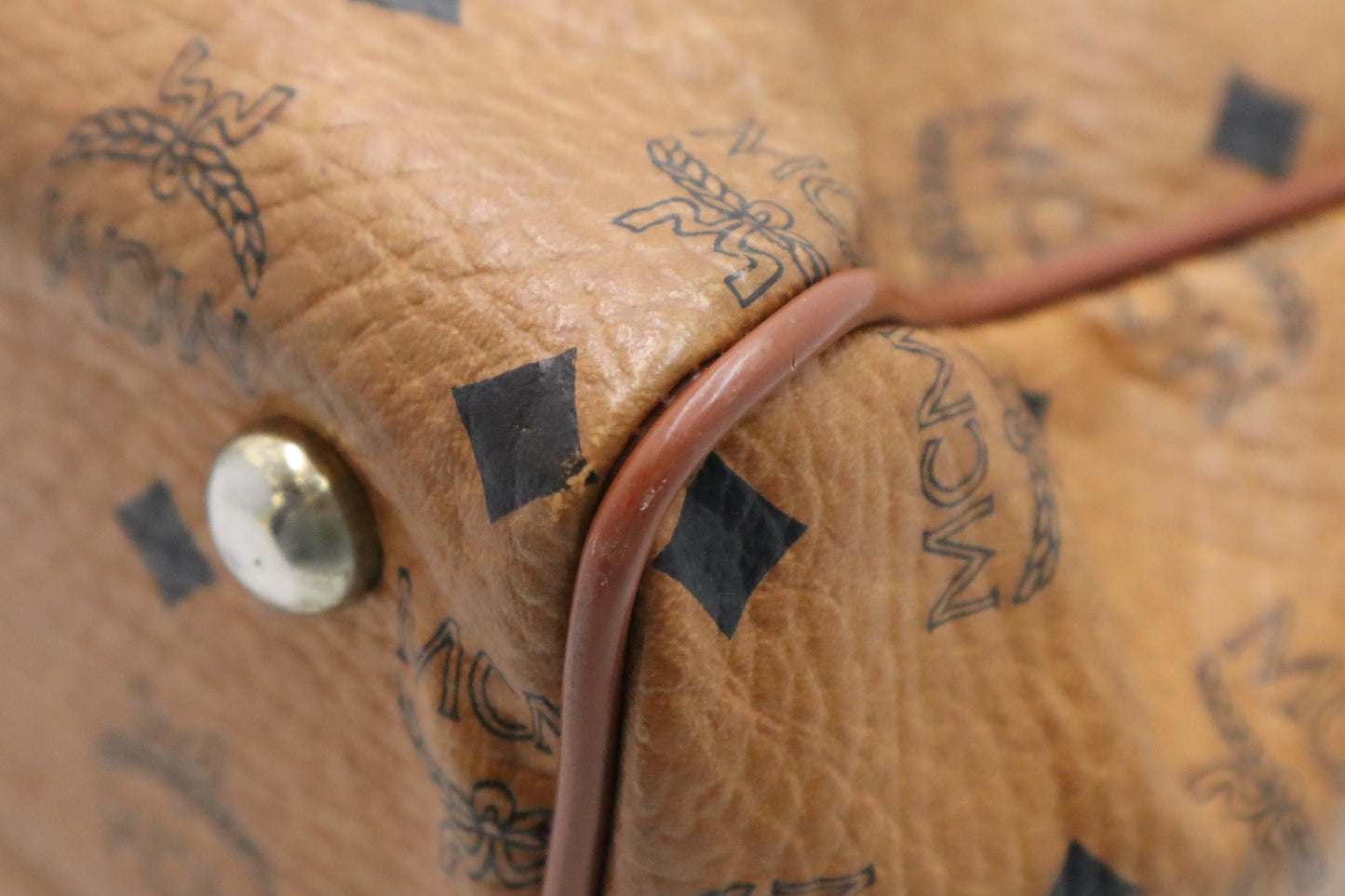 MCM Boston Bag in Cognac Visetos Canvas