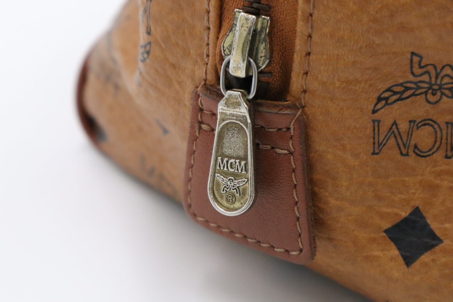 MCM Boston Bag in Cognac Visetos Canvas