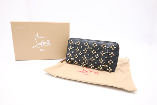 Louboutin Panettone Zippy Wallet in Black Loubinthesky Leather