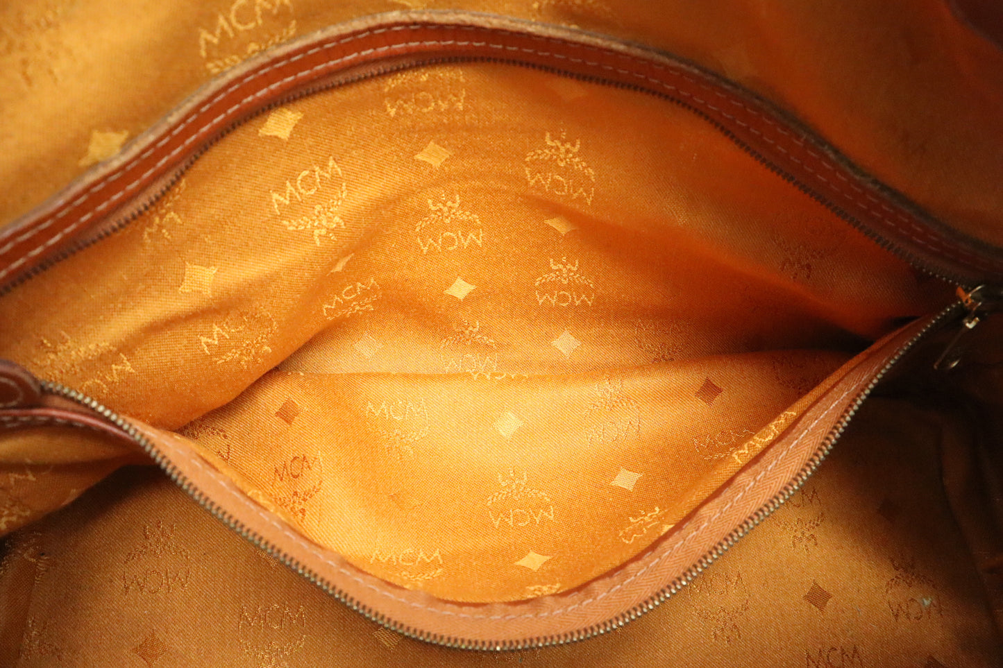 MCM Boston Bag in Cognac Visetos Canvas