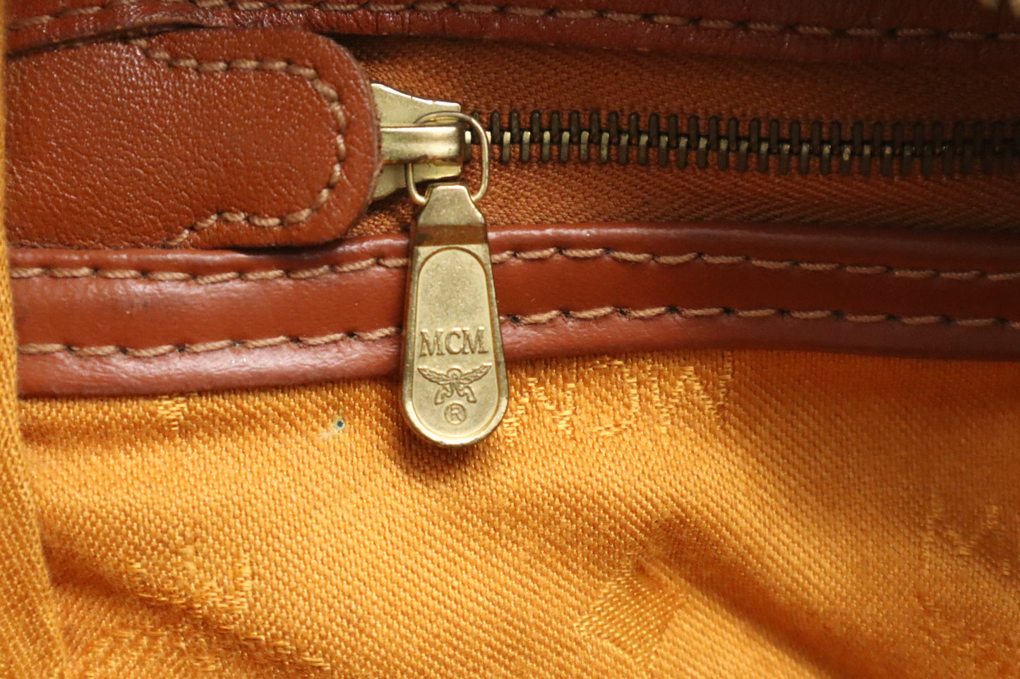 MCM Boston Bag in Cognac Visetos Canvas