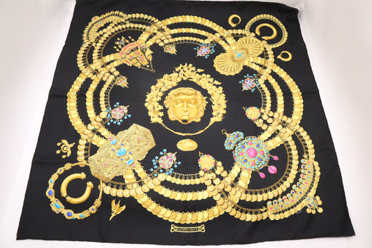 Hermes Kosmima Carre 90 in Black Silk