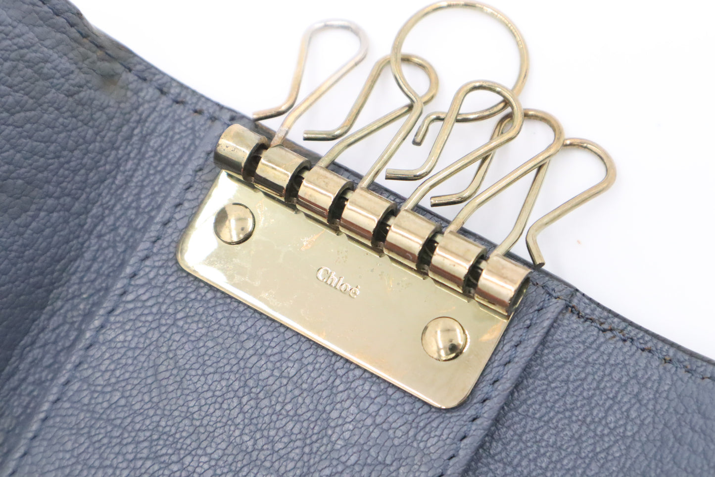 Chloe Elsie 6 Key Case in Blue Leather