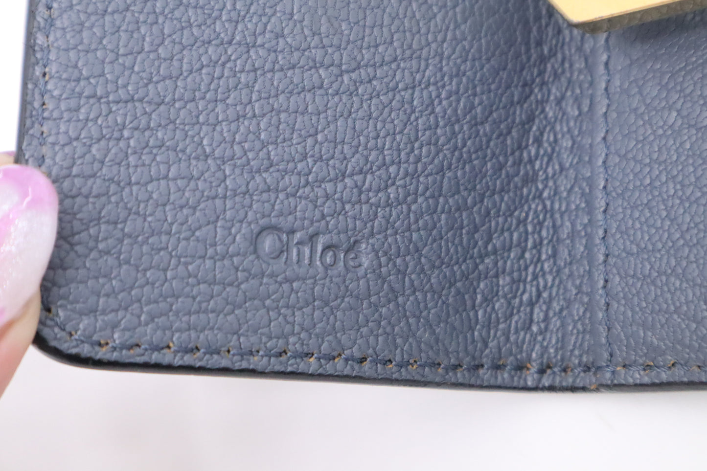 Chloe Elsie 6 Key Case in Blue Leather