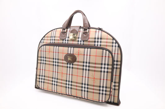 Burberry Travel Garment Bag in Brown Checked Canvas