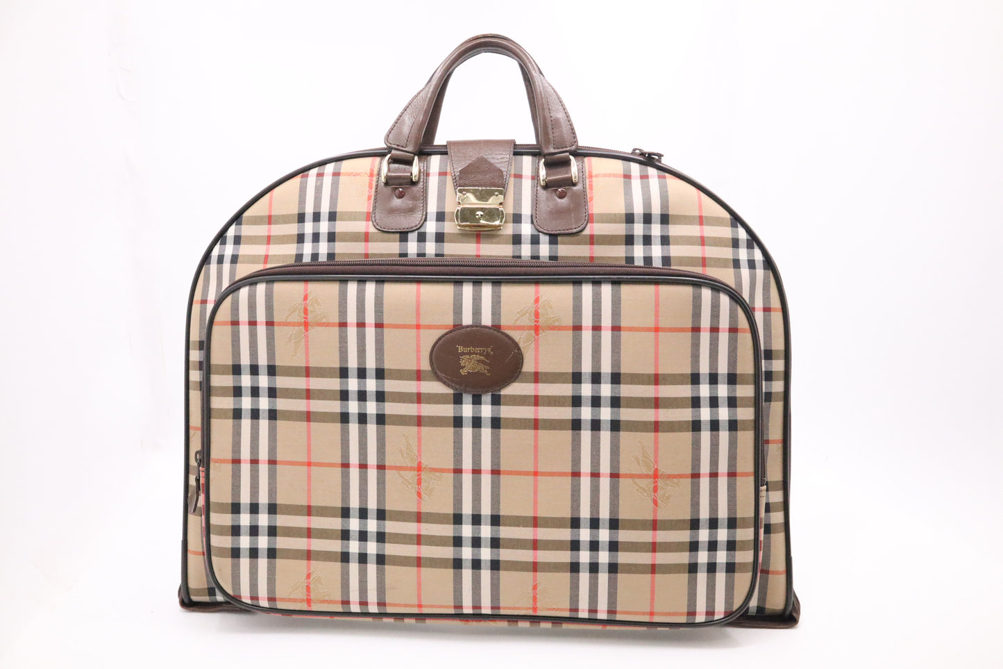 Burberry Travel Garment Bag in Brown Checked Canvas