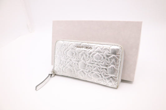 Jimmy Choo Long Wallet in Silver Canvas
