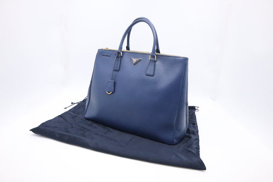 Prada Large Galleria in Blue Saffiano Leather