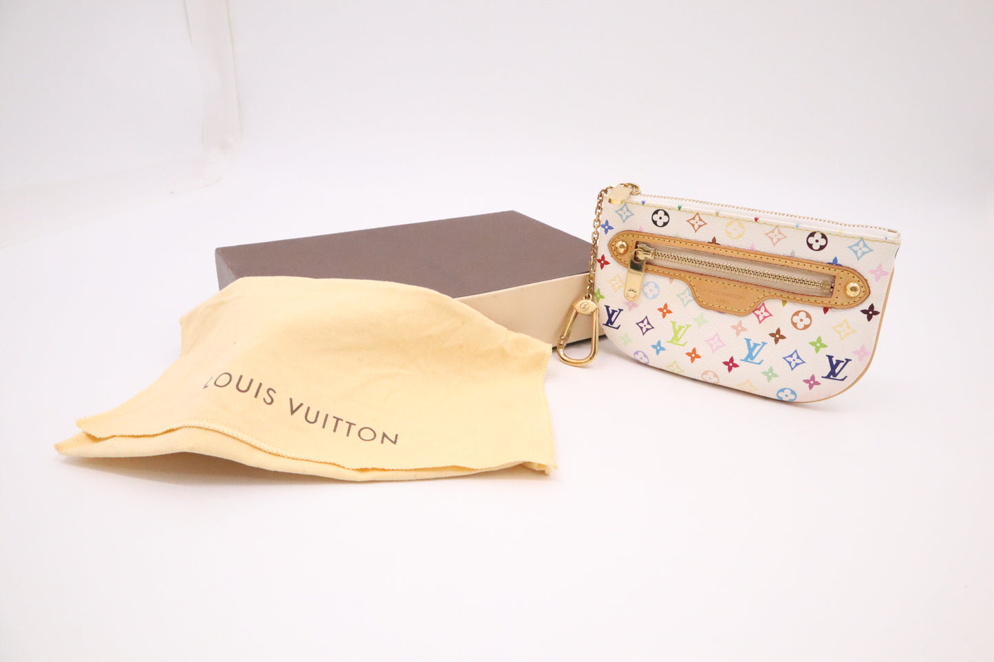 Louis Vuitton Pochette Cles GM in White Multicolor Monogram Canvas