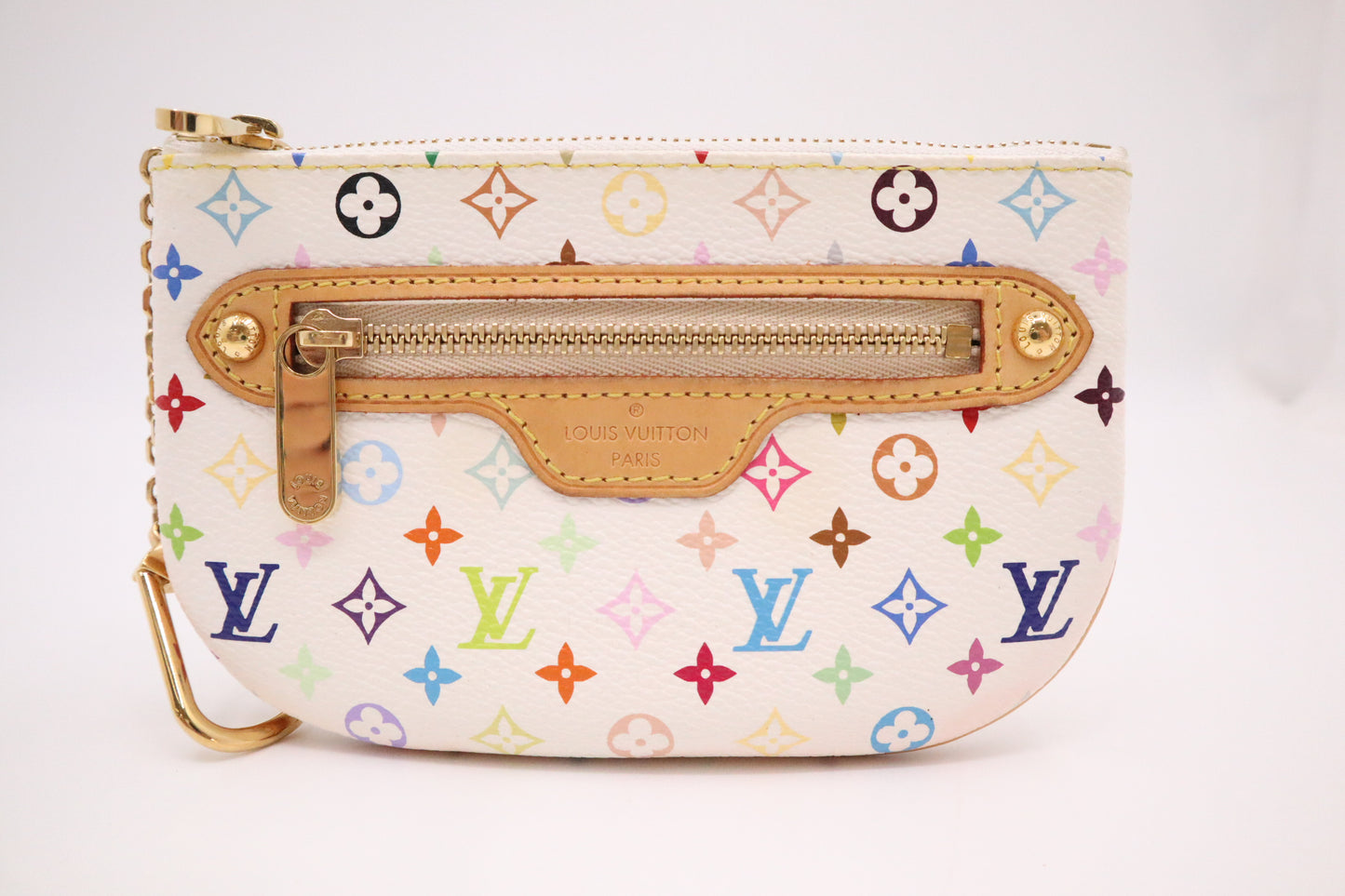 Louis Vuitton Pochette Cles GM in White Multicolor Monogram Canvas