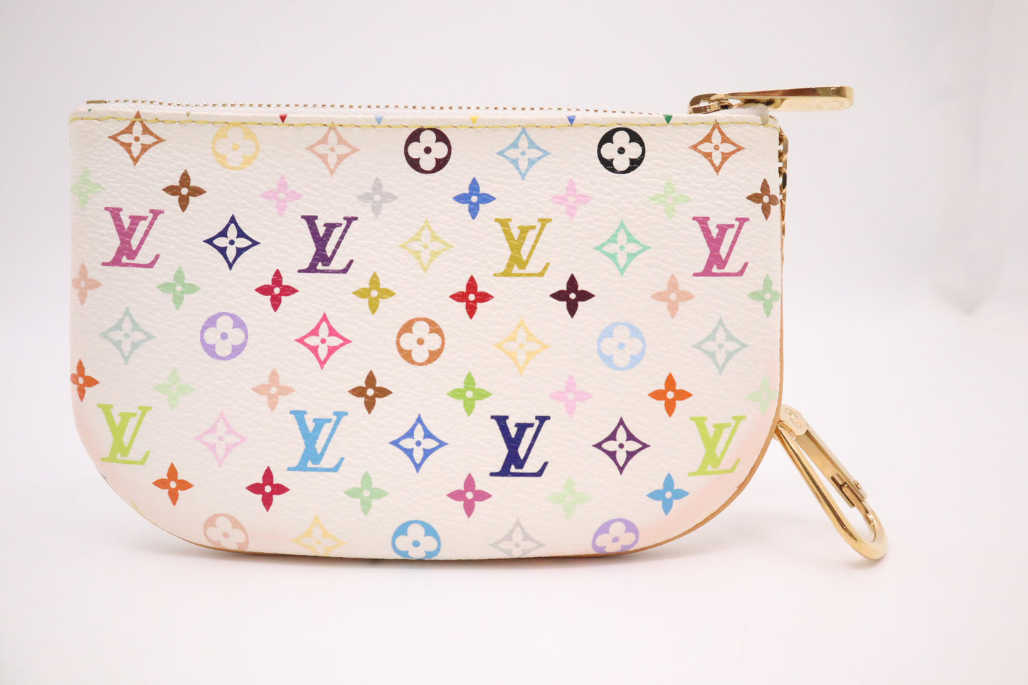Louis Vuitton Pochette Cles GM in White Multicolor Monogram Canvas