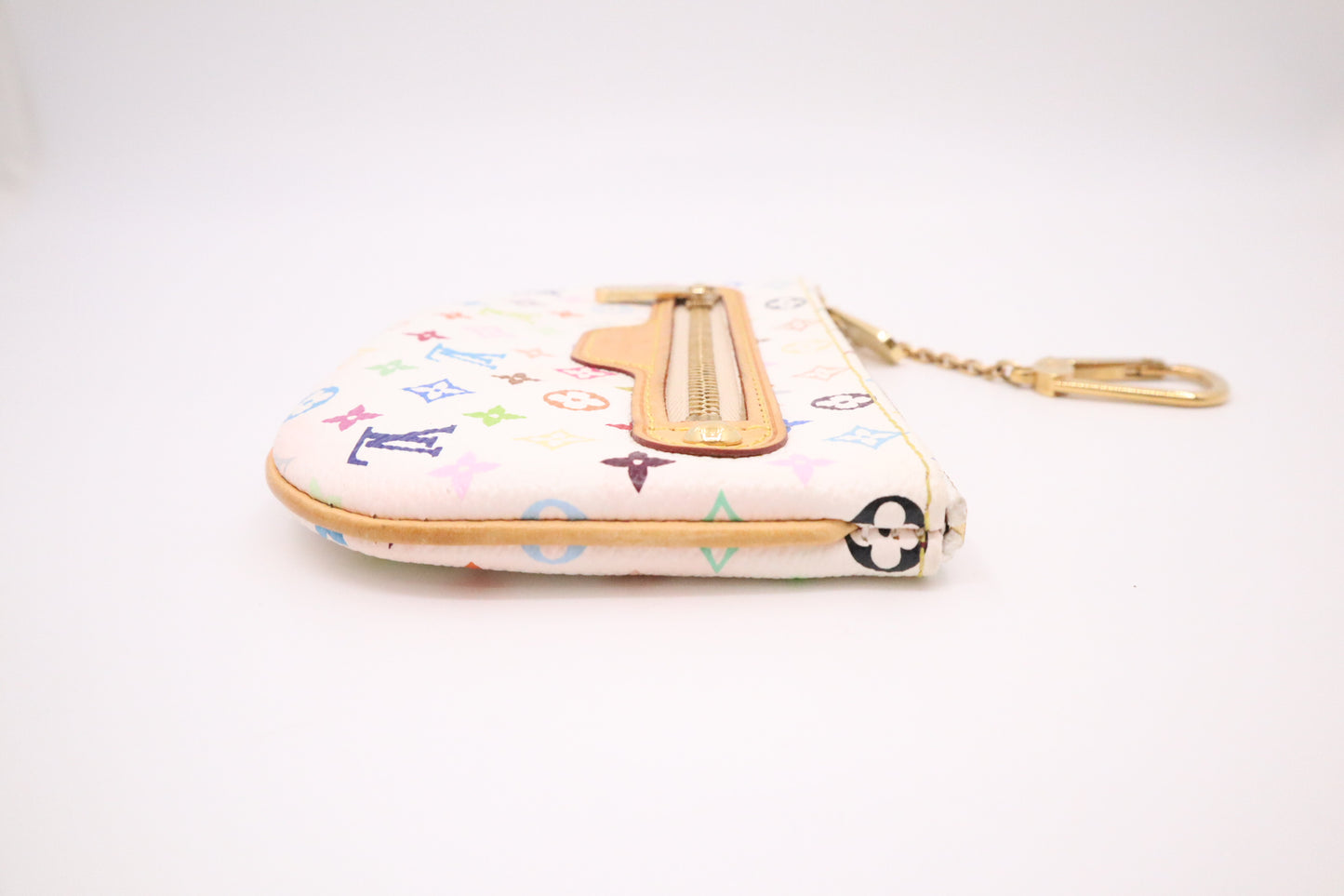 Louis Vuitton Pochette Cles GM in White Multicolor Monogram Canvas