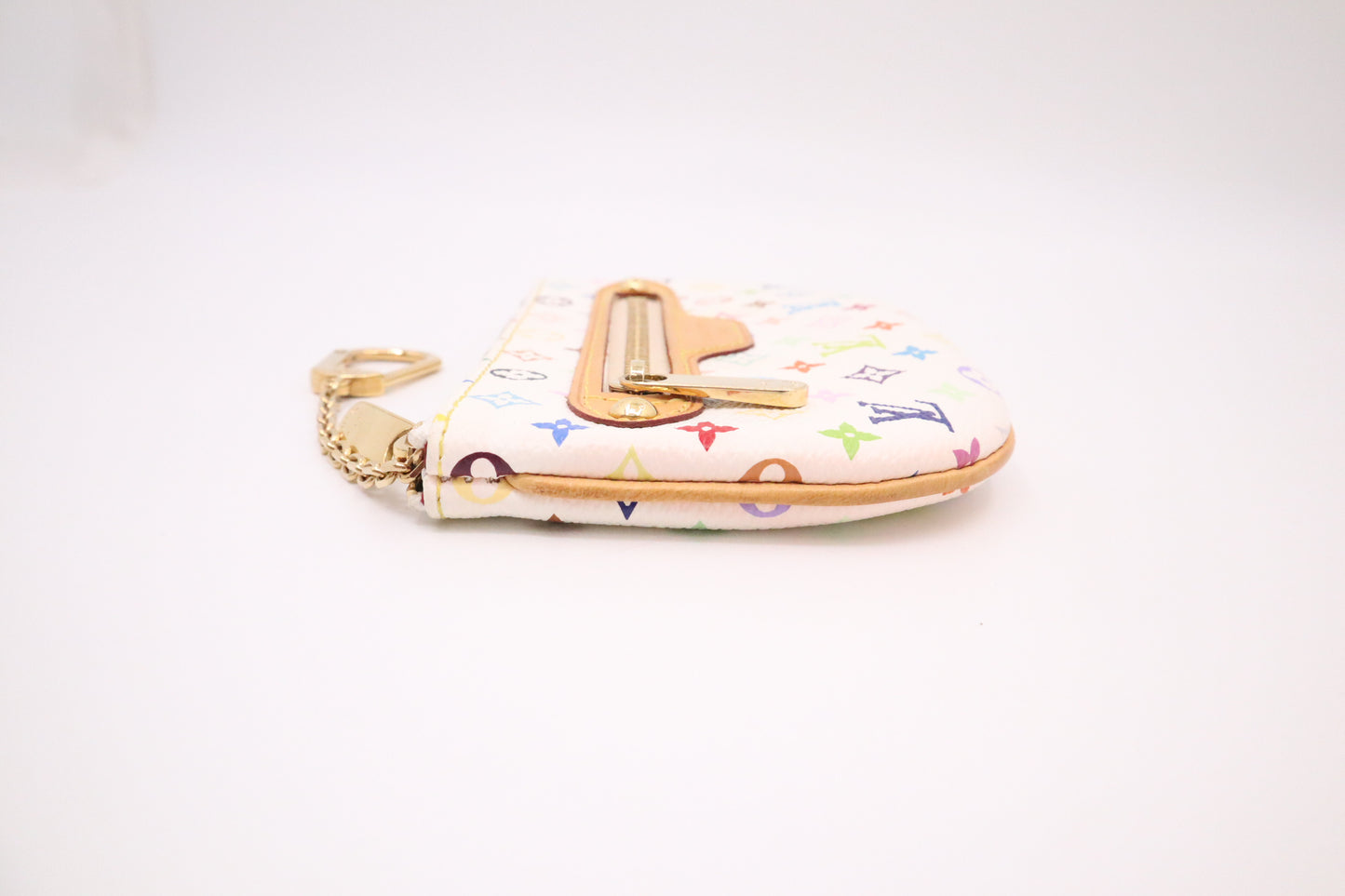 Louis Vuitton Pochette Cles GM in White Multicolor Monogram Canvas