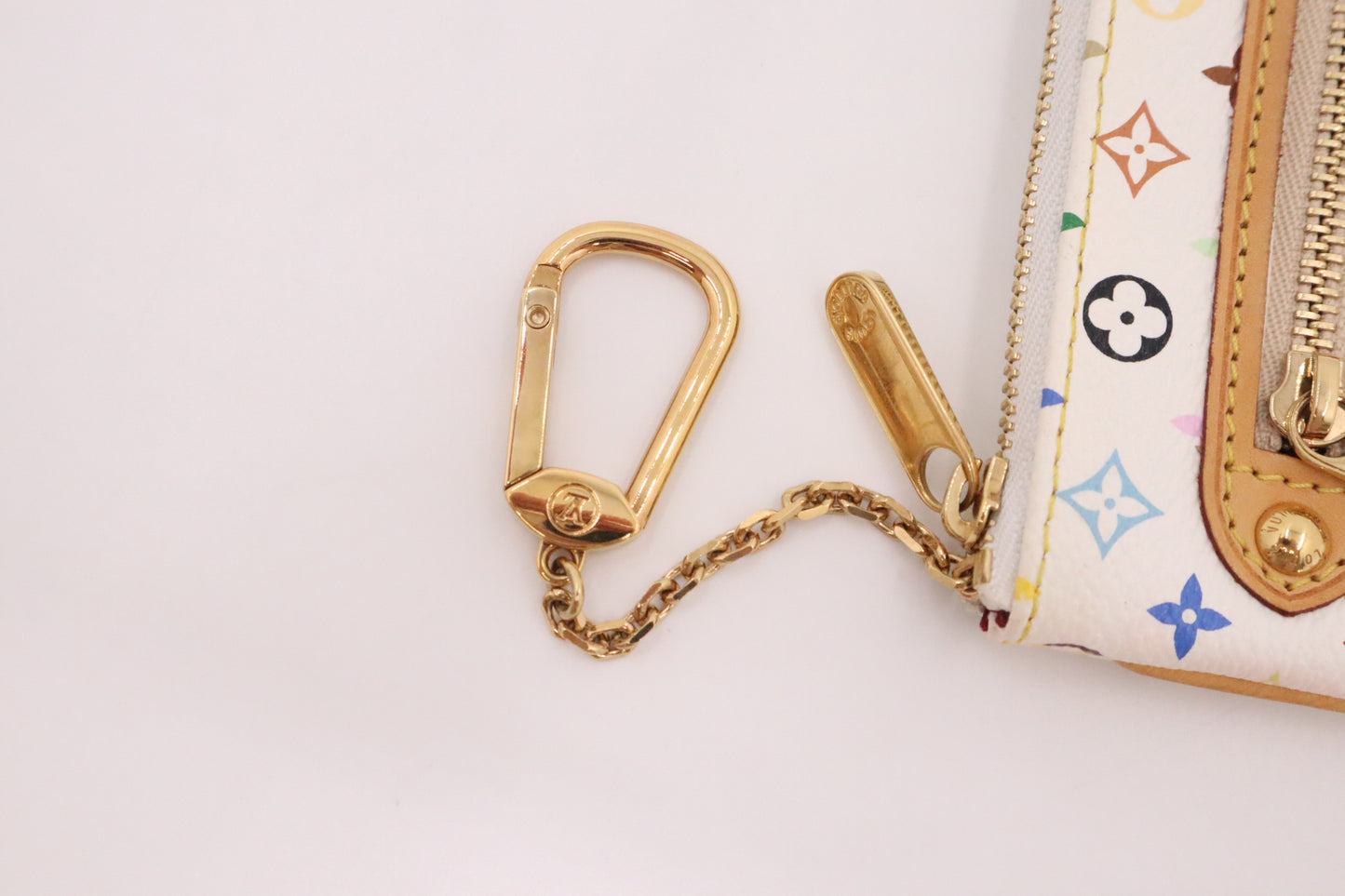 Louis Vuitton Pochette Cles GM in White Multicolor Monogram Canvas