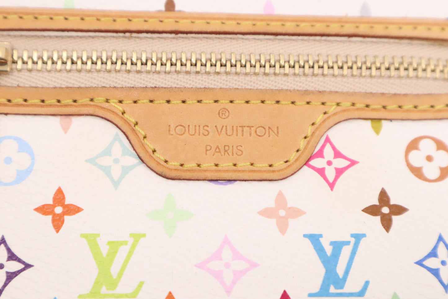 Louis Vuitton Pochette Cles GM in White Multicolor Monogram Canvas