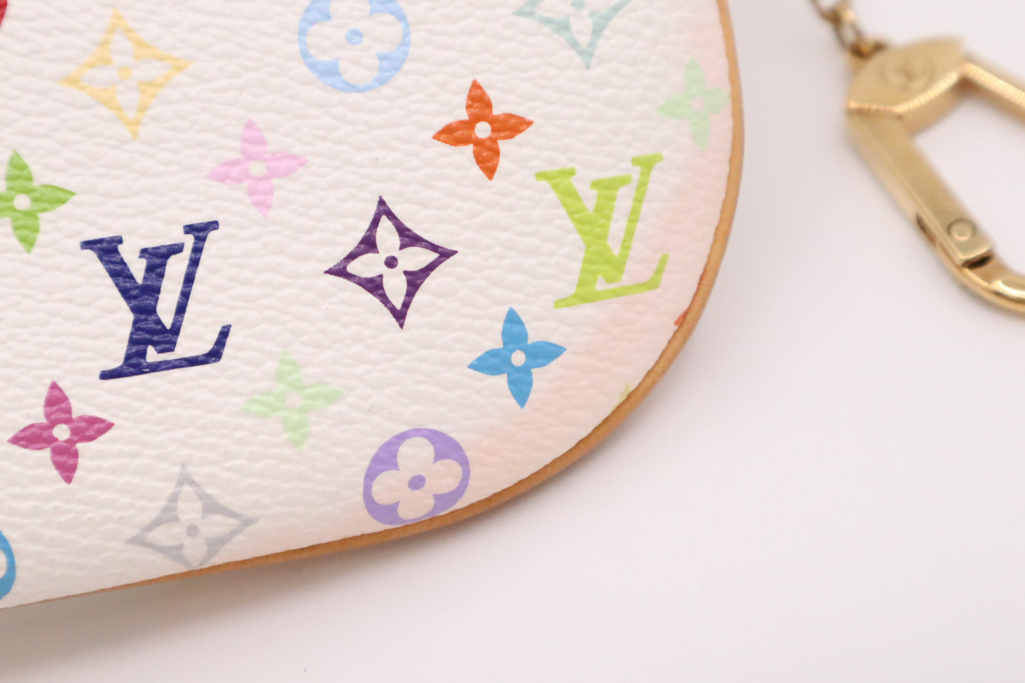 Louis Vuitton Pochette Cles GM in White Multicolor Monogram Canvas