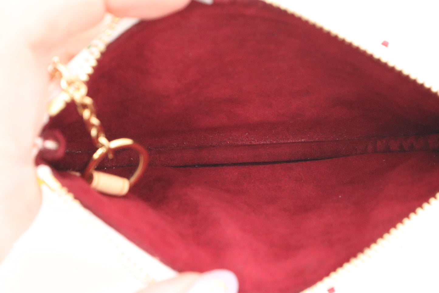Louis Vuitton Pochette Cles GM in White Multicolor Monogram Canvas