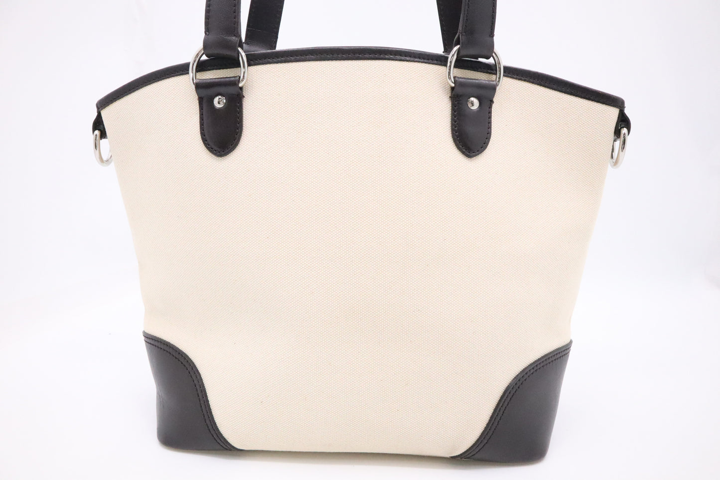 Burberry Tote Bag in Cream Canvas and Brown Leather