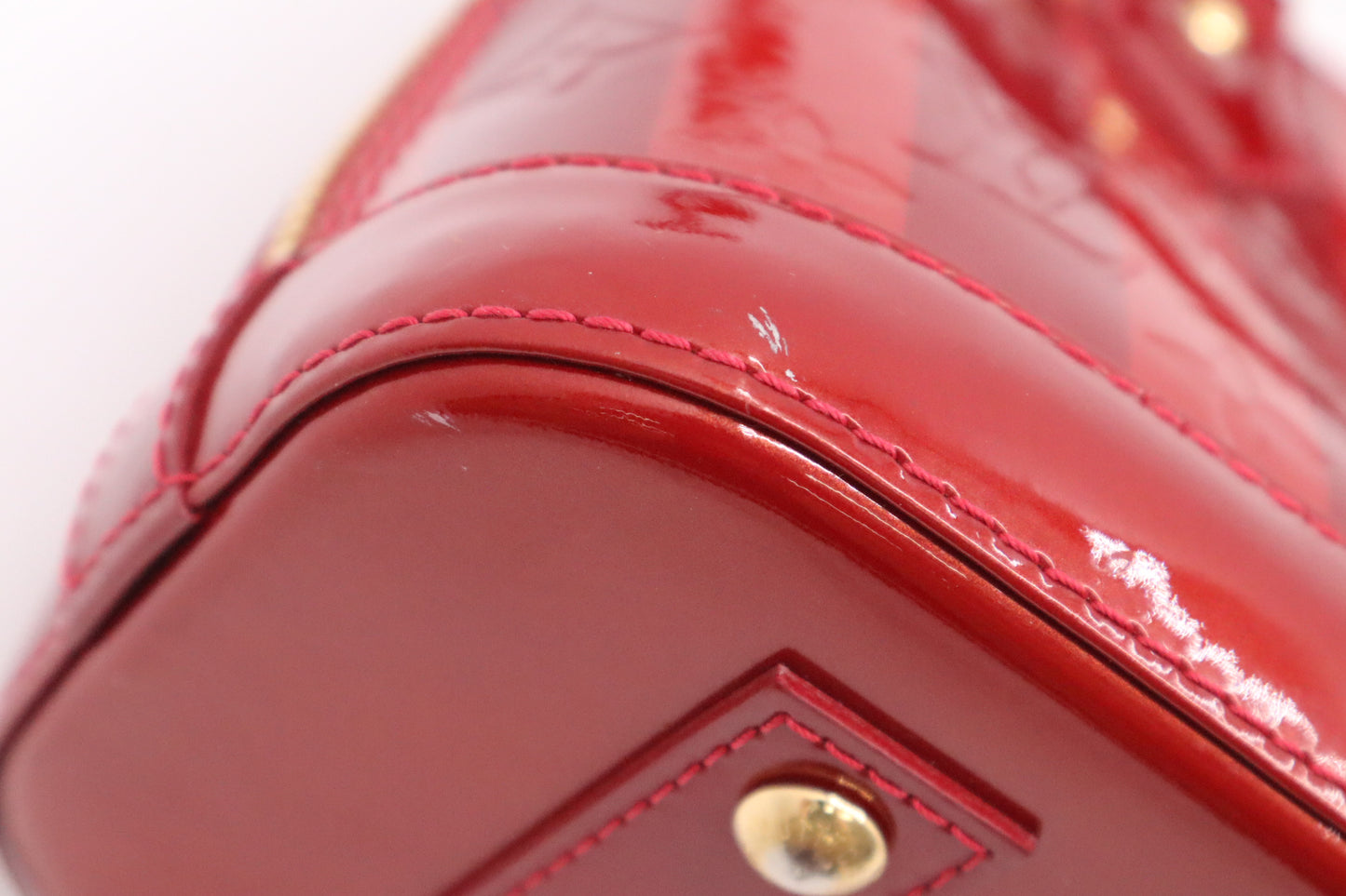 Louis Vuitton Alma BB in Pomme d'Amour Rayures Vernis Leather