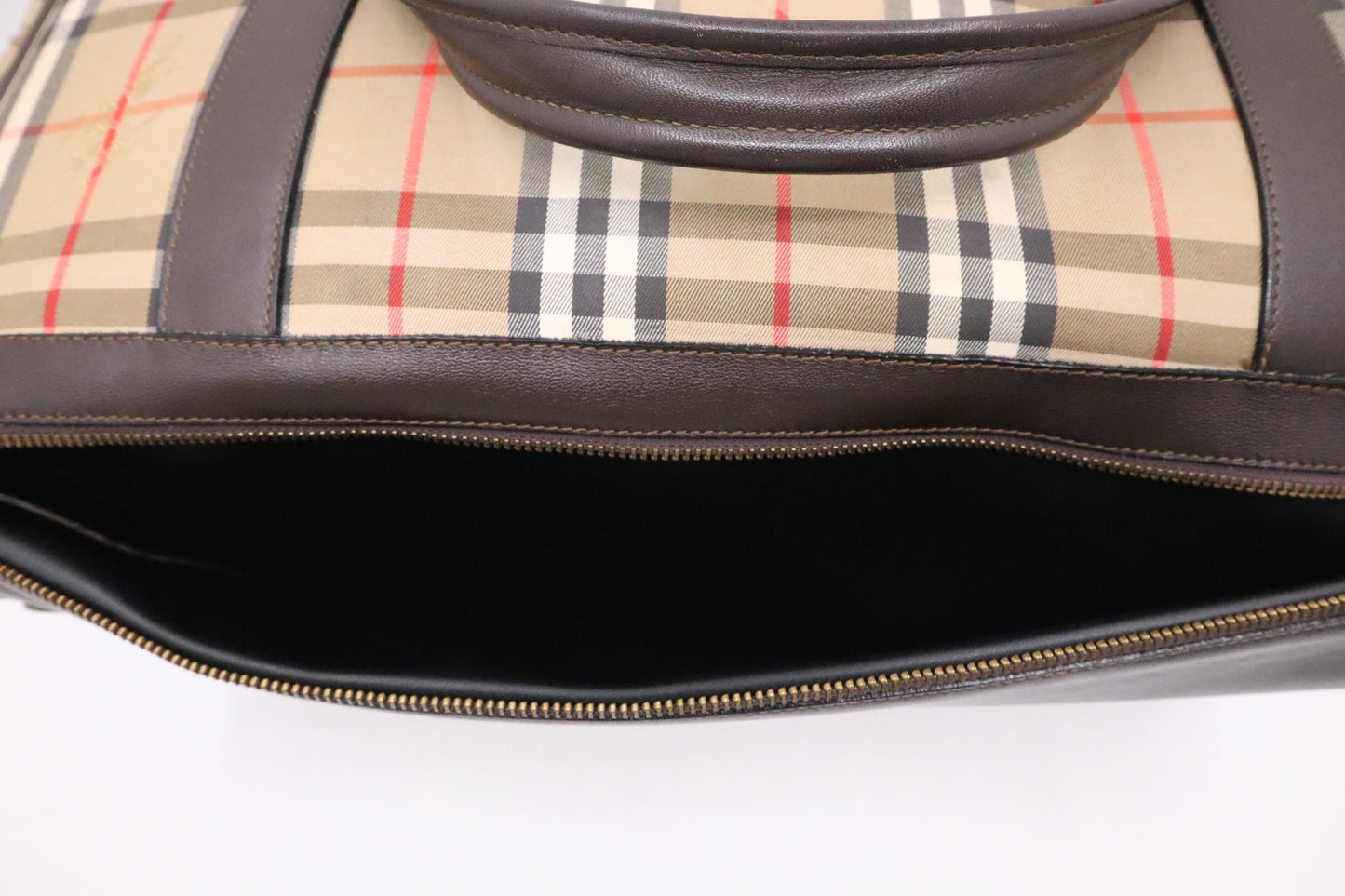Burberry Duffle Bag with Shoes Compartment in Brown Checked Canvas