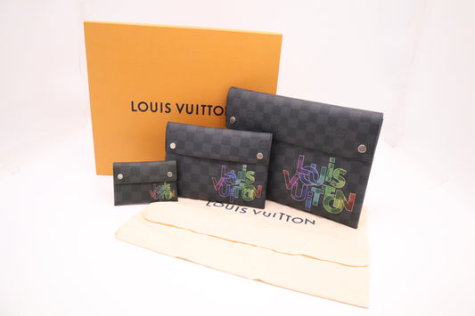 Louis Vuitton Alpha Triple Pouch in Damier Graphite Canvas