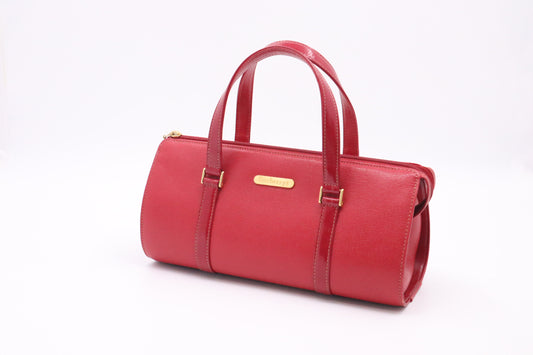Burberry Barrel Bag in Red Leather