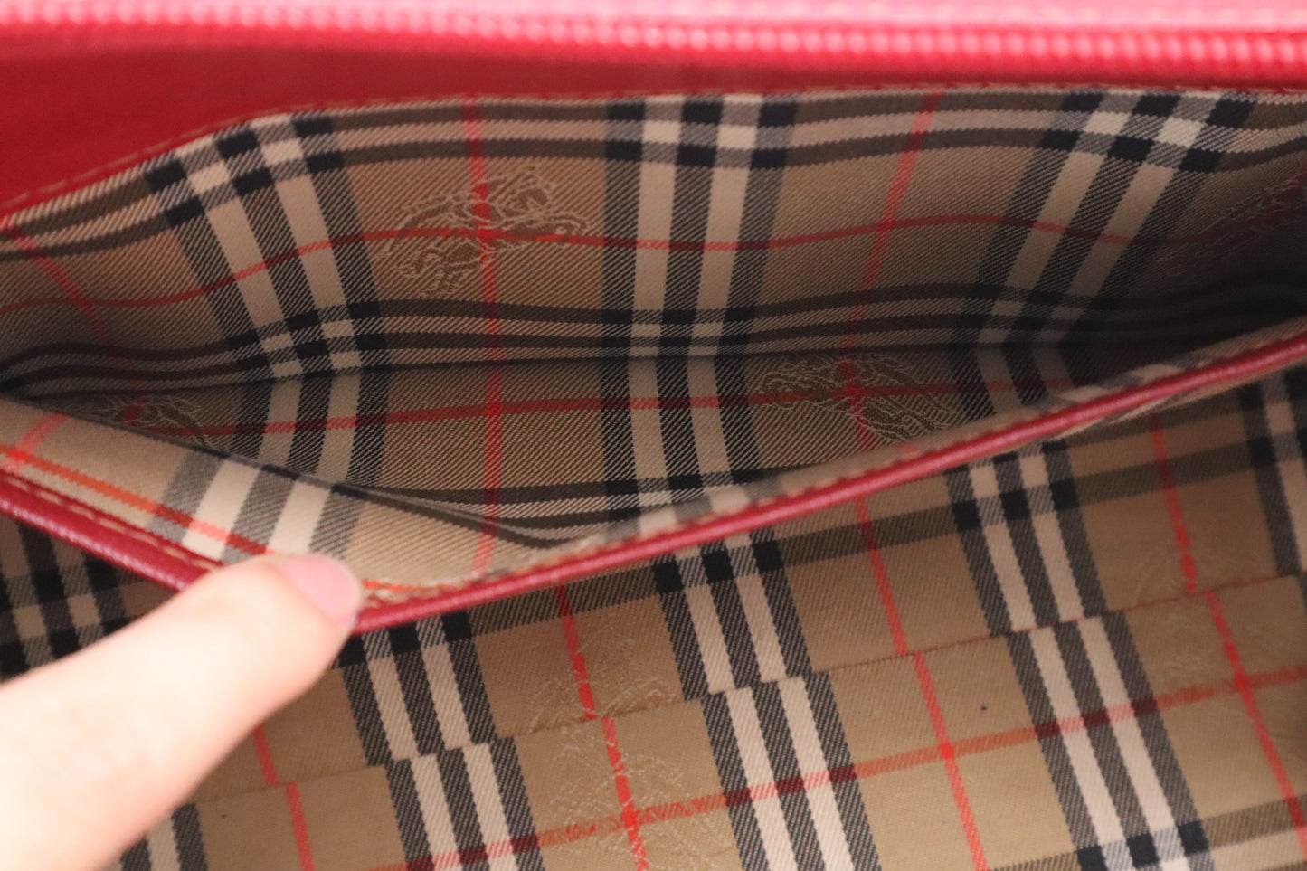 Burberry Barrel Bag in Red Leather