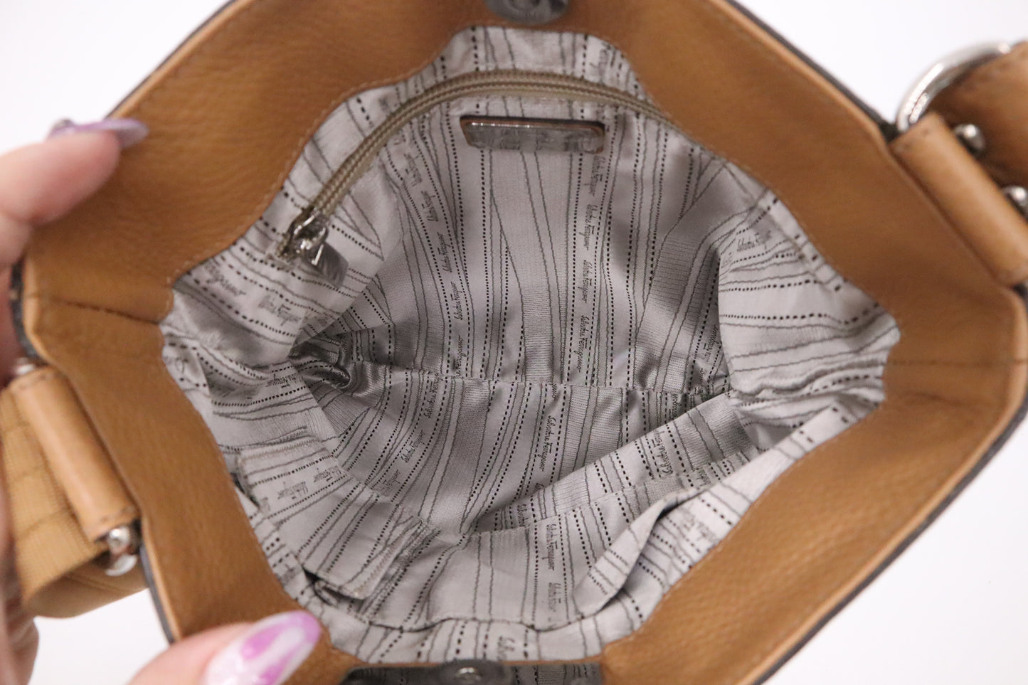Ferragamo Crossbody Bag in Light Brown Leather