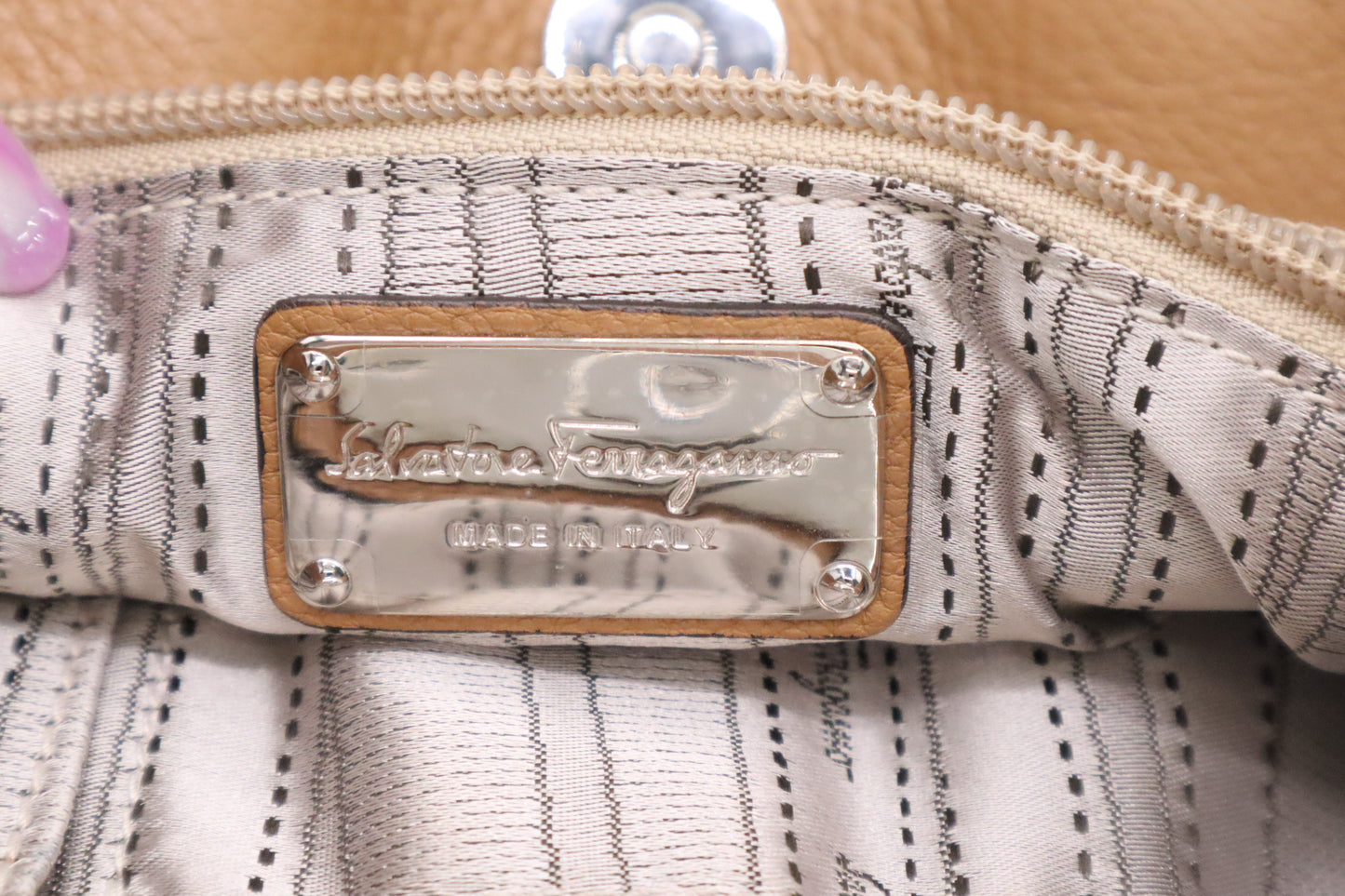 Ferragamo Crossbody Bag in Light Brown Leather