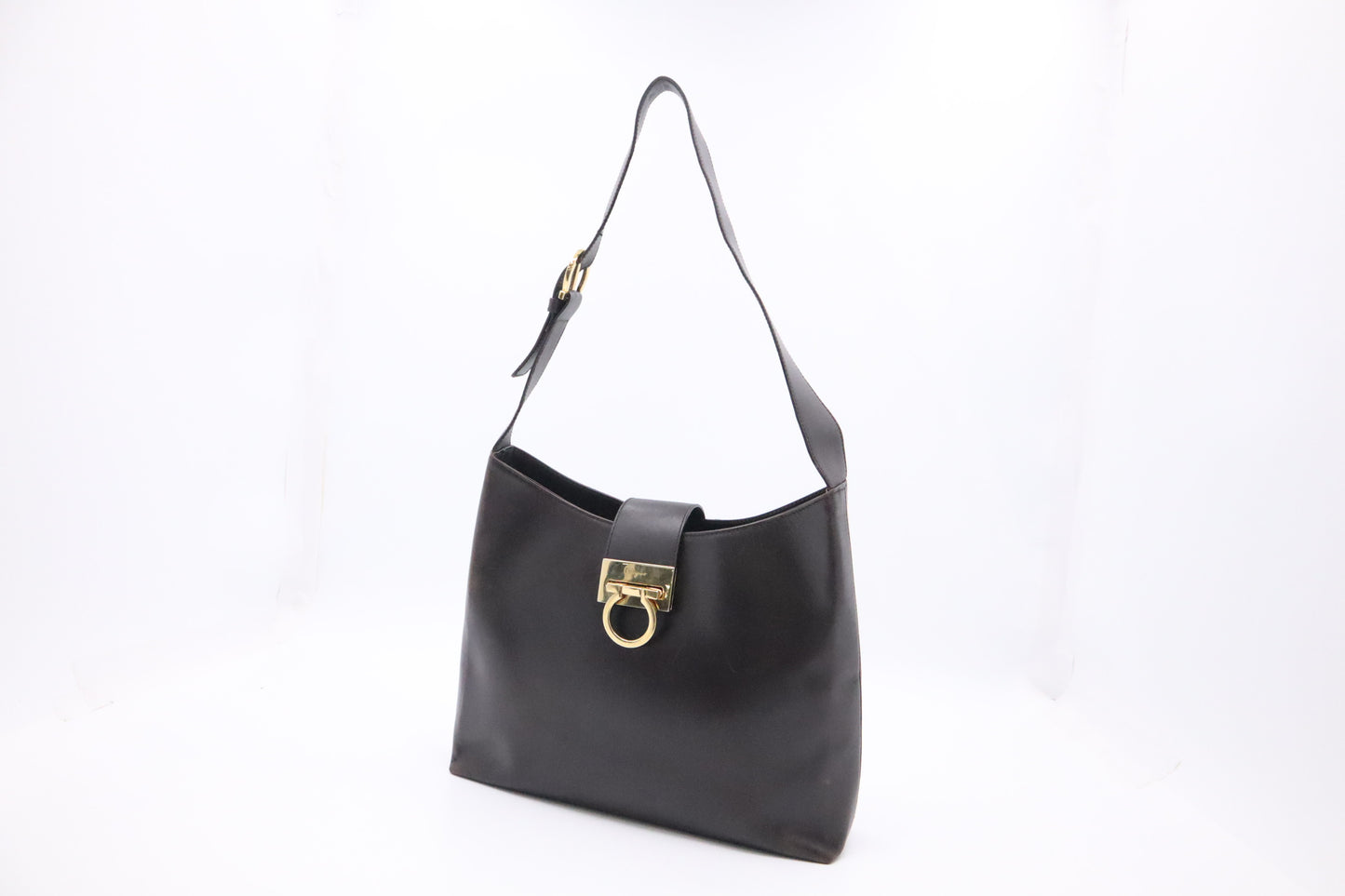 Ferragamo Shoulder Bag in Dark Brown Leather