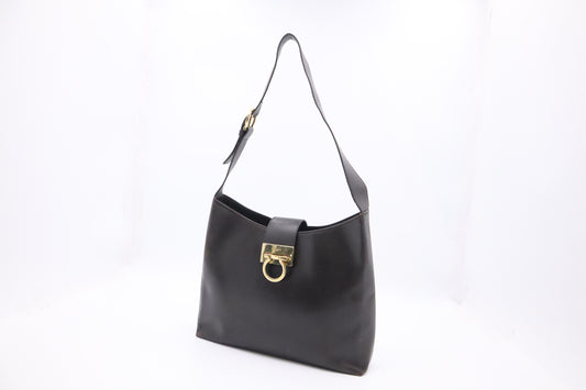 Ferragamo Shoulder Bag in Dark Brown Leather