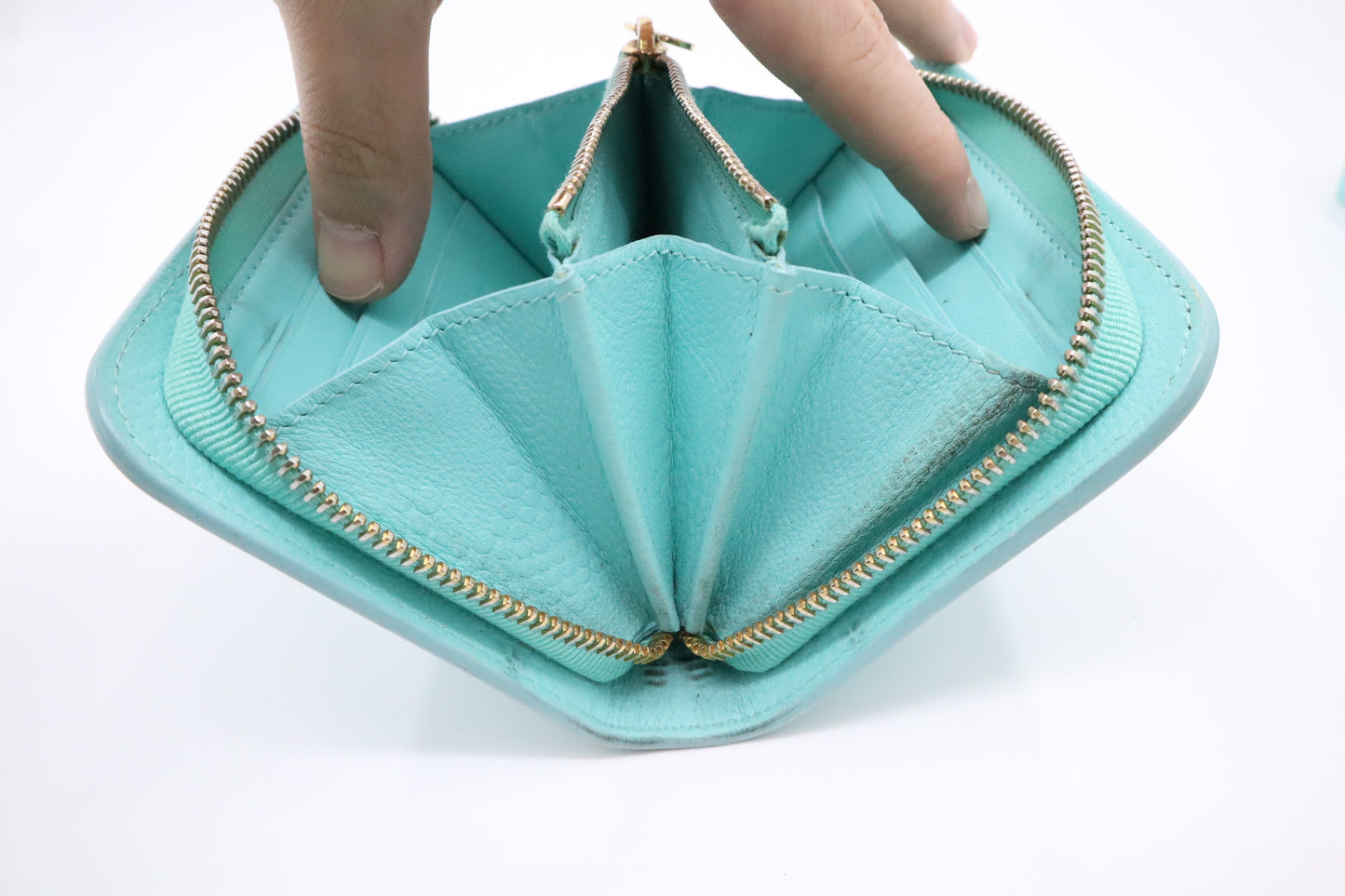 Tiffany&Co. Zip Around Wallet in Tiffany Blue Leather