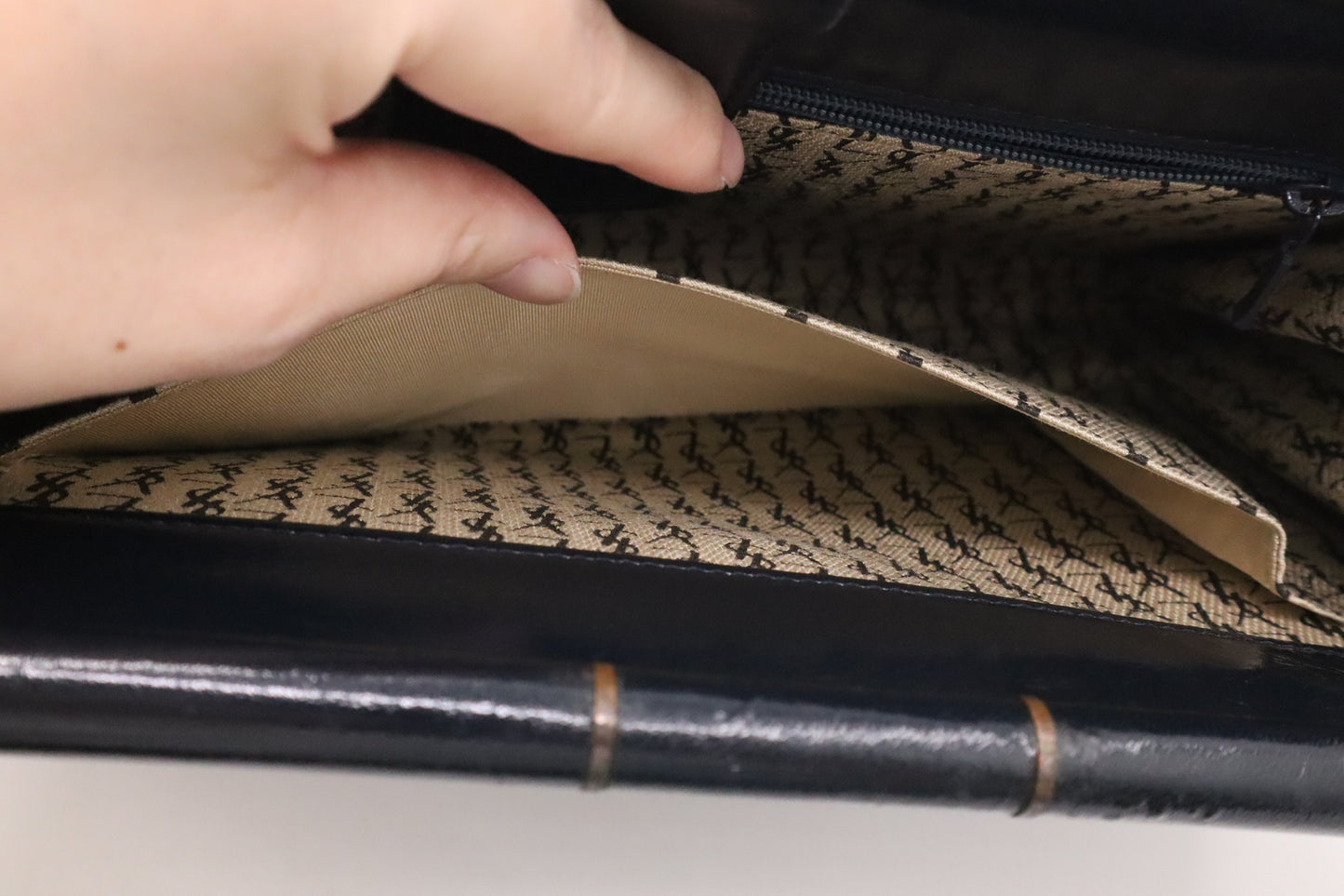 YSL Saint Laurent Clutch in Navy Blue Leather