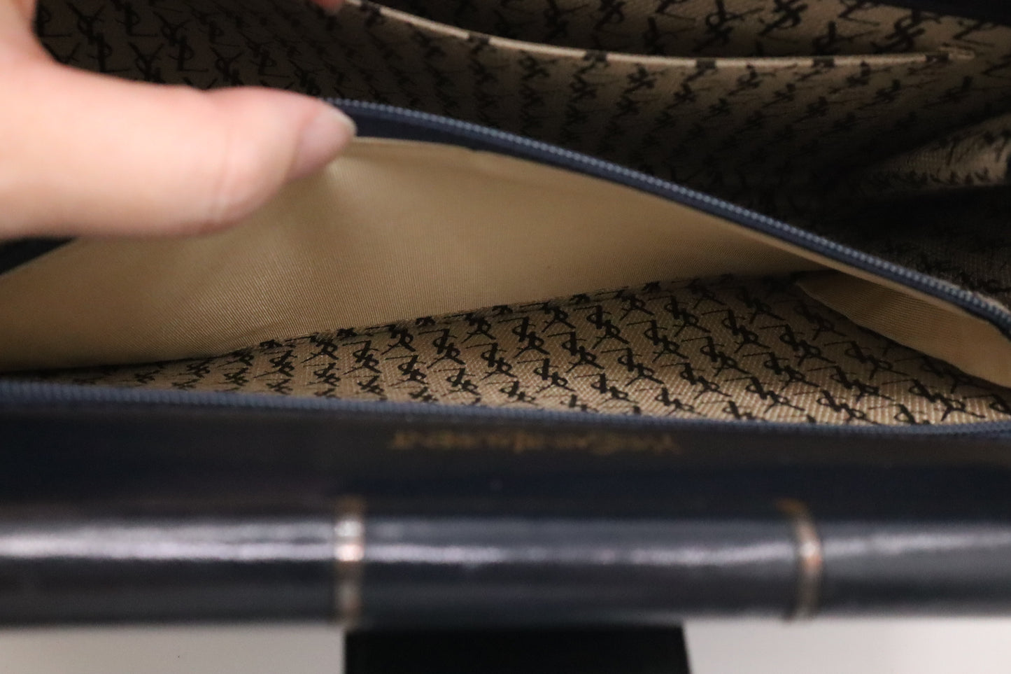 YSL Saint Laurent Clutch in Navy Blue Leather
