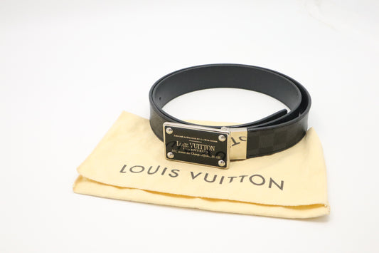 Louis Vuitton Inventeur Reversible Belt in Damier Graphite Canvas