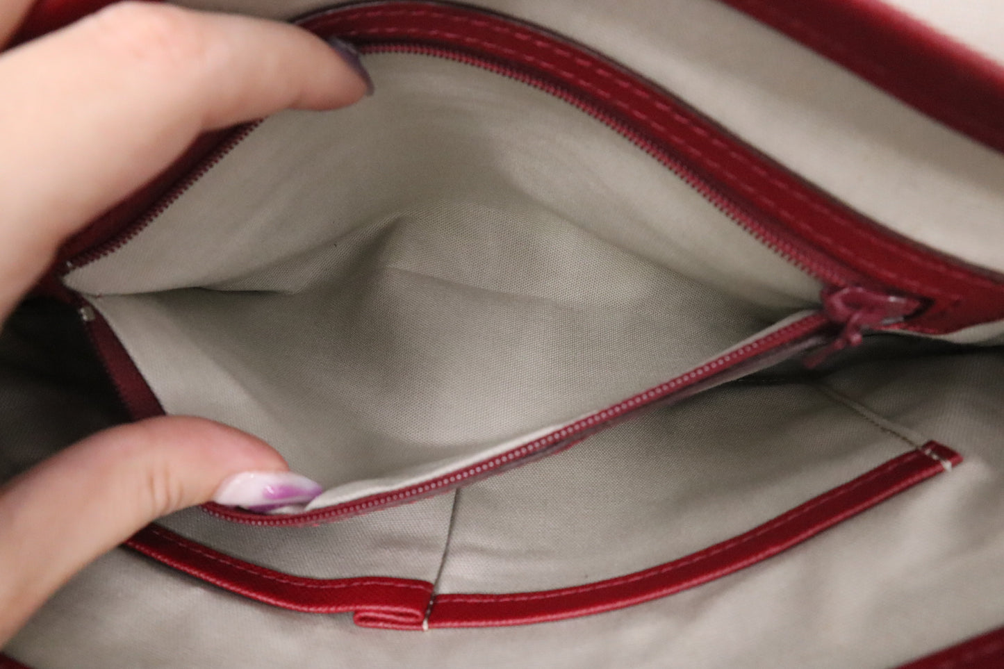 Burberry Shoulder Bag in Beige Checked Canvas & Red Leather