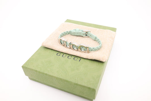 Gucci Braided Bracelet in Turquoise Leather