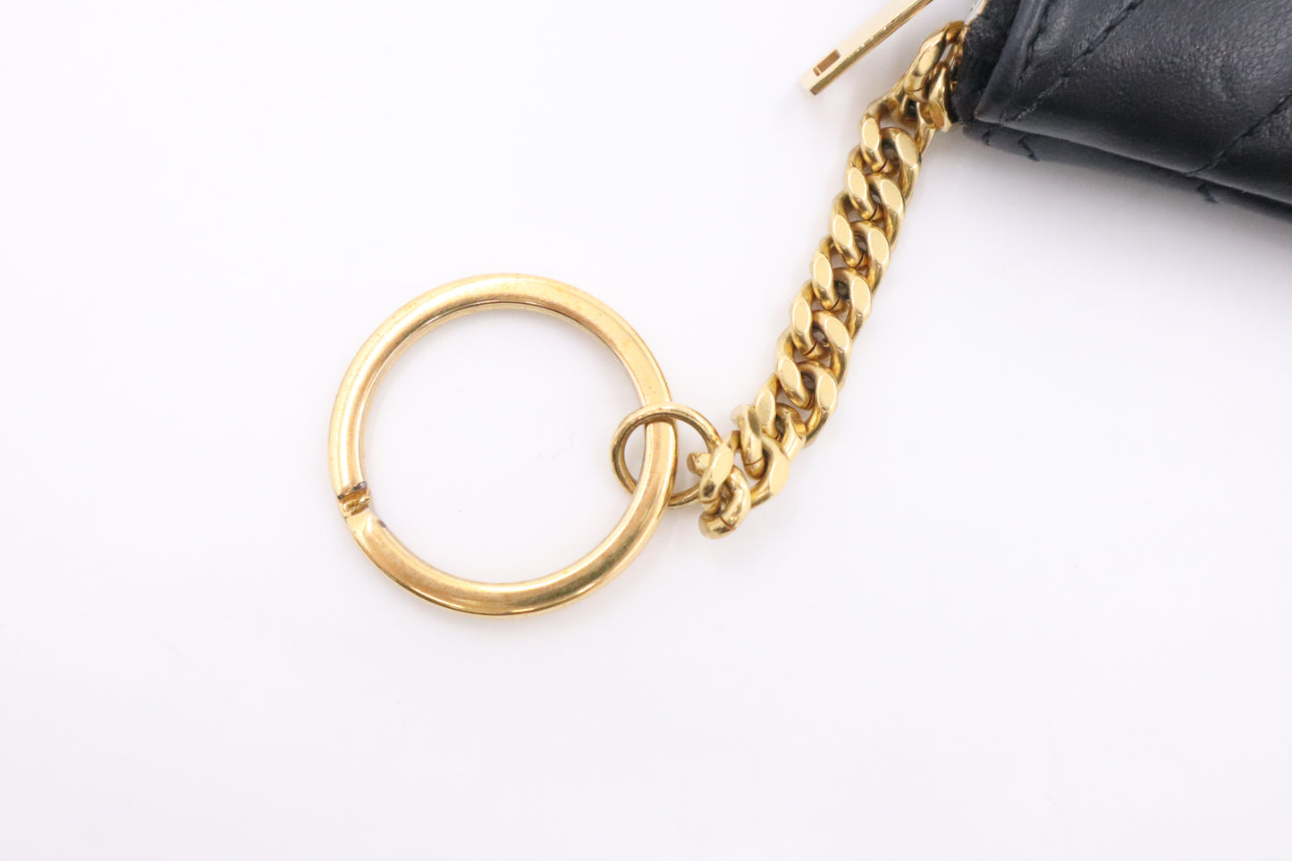 YSL Saint Laurent Coin Case in Black Chevron Leather