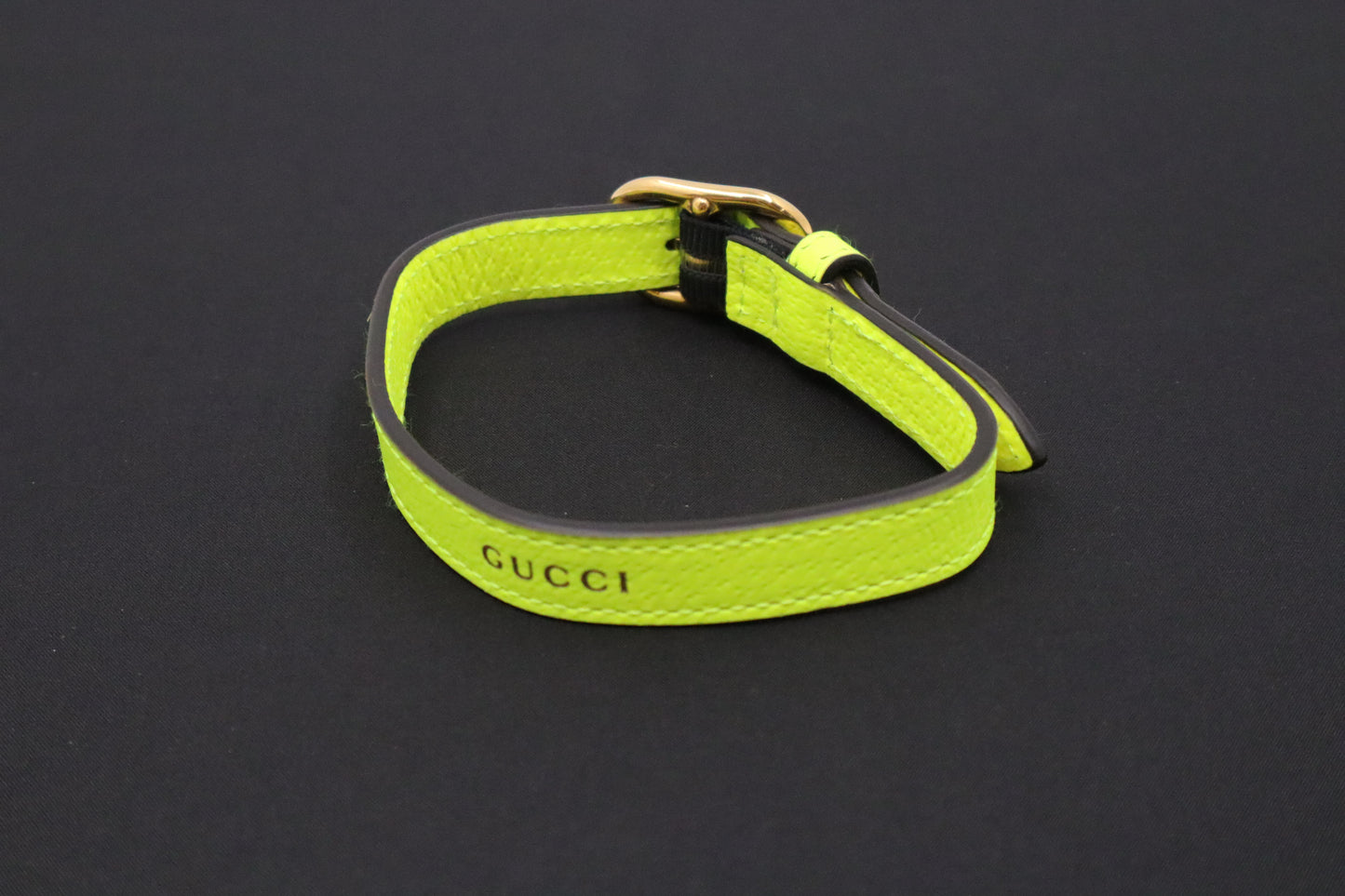 Gucci Dog Collar in Neon Yellow Leather