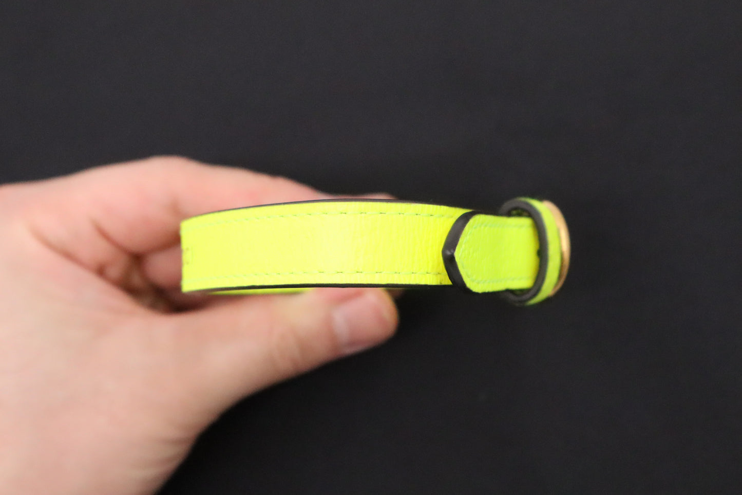 Gucci Dog Collar in Neon Yellow Leather