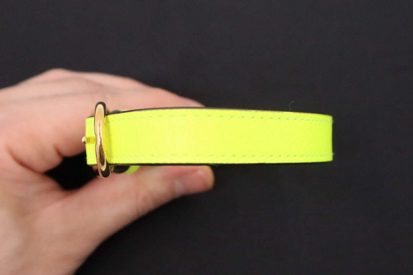 Gucci Dog Collar in Neon Yellow Leather