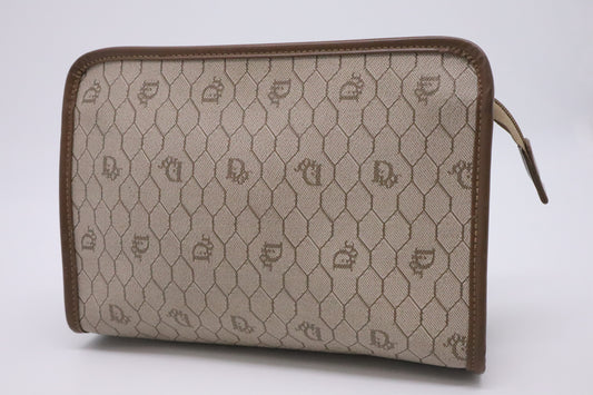 Dior Pouch in Beige Honeycomb Coated Canvas