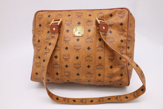 MCM Shoulder Bag in Cognac Visetos Canvas