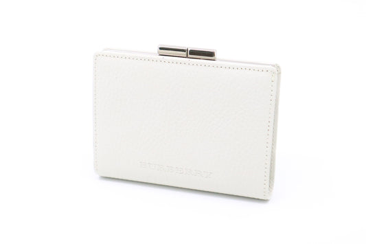 Burberry Compact Wallet in White Leather