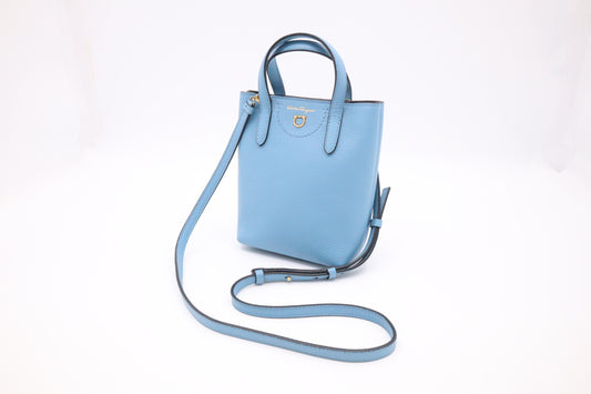Ferragamo Mini Tote in Blue Leather