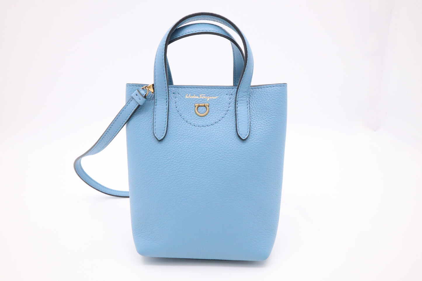 Ferragamo Mini Tote in Blue Leather