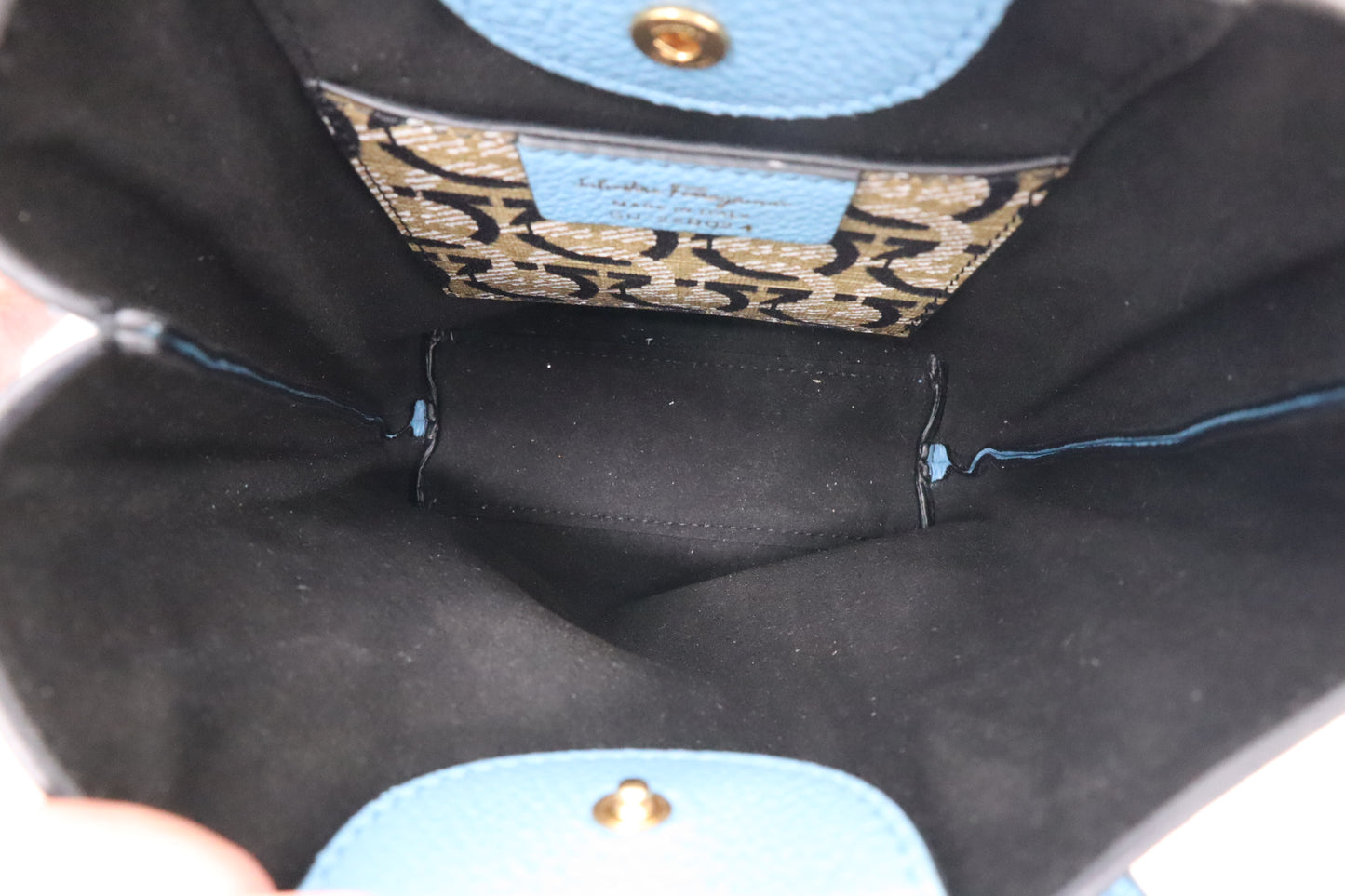 Ferragamo Mini Tote in Blue Leather