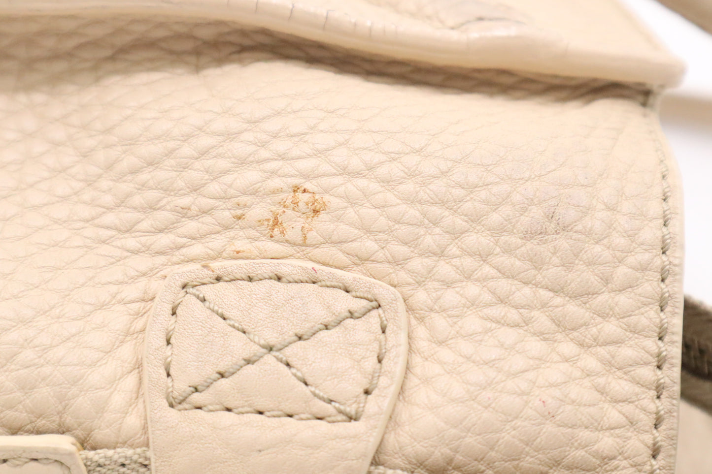 Celine Micro Luggage in Cream Drummed Leather