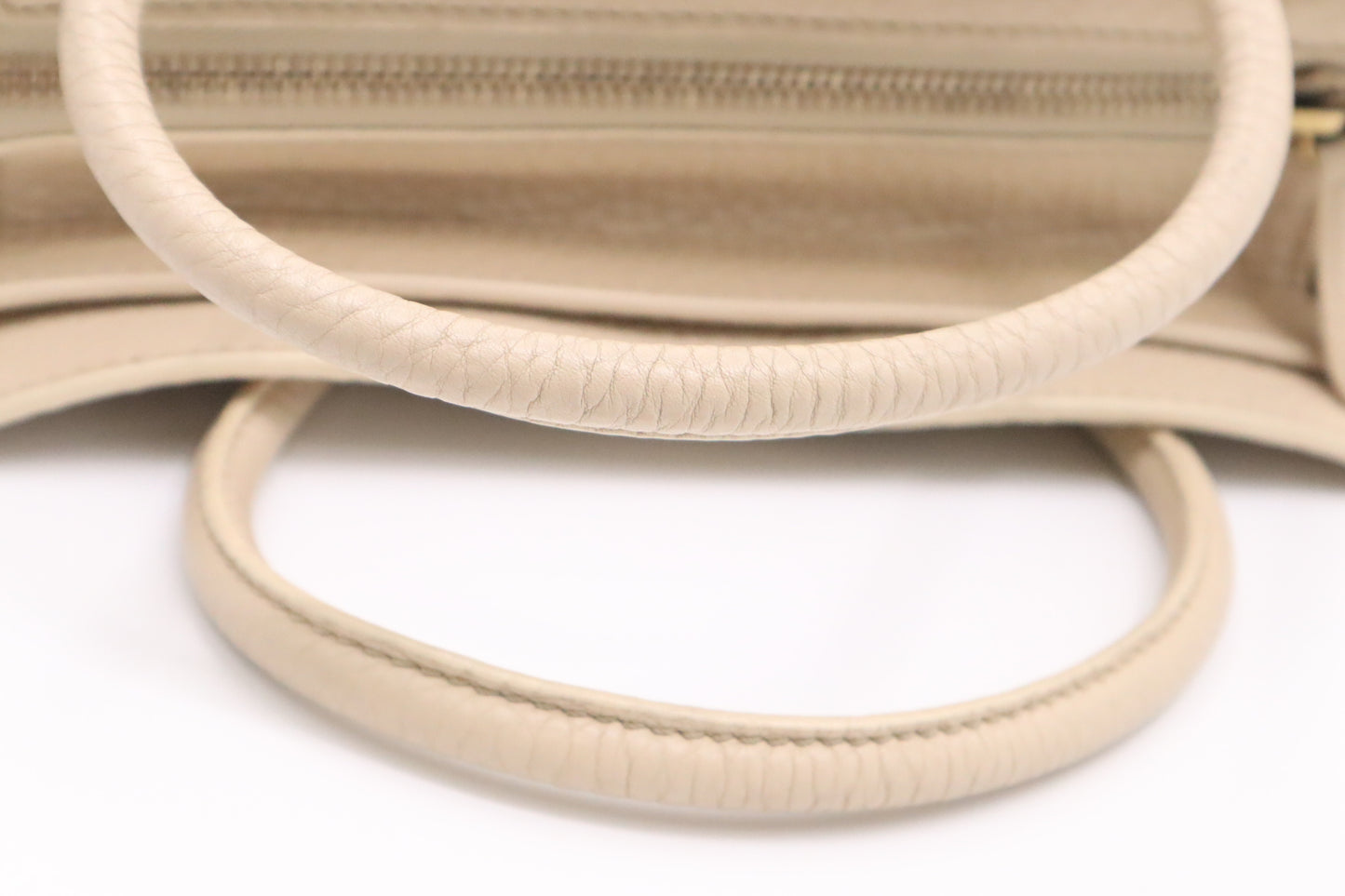 Celine Micro Luggage in Cream Drummed Leather