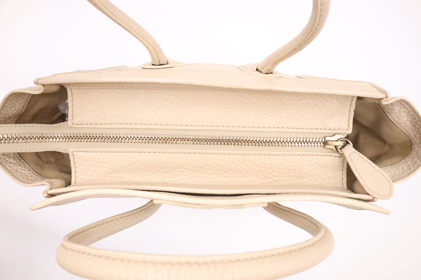 Celine Micro Luggage in Cream Drummed Leather